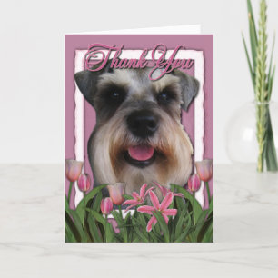 Dank u - Roze Tulpen - Schnauzer Bedankkaart