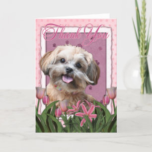Dank u - Roze Tulpen - ShihPoo - Maggie Bedankkaart