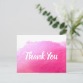 Dank u roze waterverf art quote briefkaart (Staand voorkant)