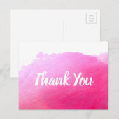 Dank u roze waterverf art quote briefkaart (Voorkant / Achterkant)