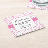 Dank u: Roze/Wit 70ste Willekeurige Getal Patroon Kartonnen Onderzetters (Schuin)