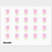Dank u roze witte business logo ronde sticker (Vel)