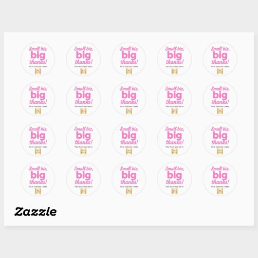 Dank u roze witte business logo ronde sticker (Vel)