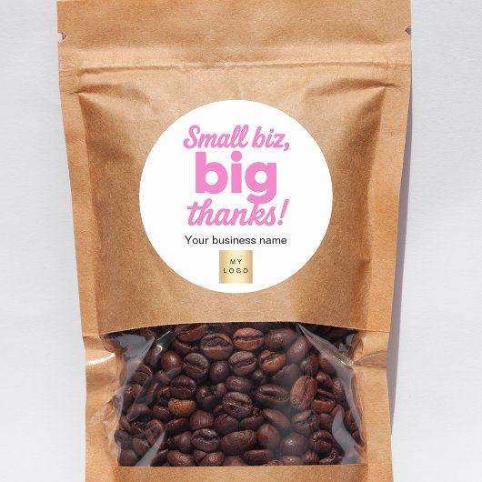 Dank u roze witte business logo ronde sticker