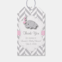 Dank u - Roze, witte grijze Baby shower