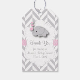 Dank u - Roze, witte grijze Baby shower Cadeaulabel