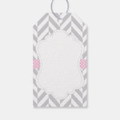 Dank u - Roze, witte grijze Baby shower Cadeaulabel (Achterkant)