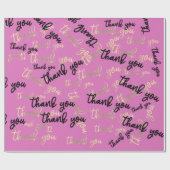 Dank u Roze Zwart Goud Caligrafie Script Cadeaupapier (Vlak)