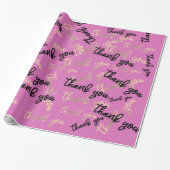 Dank u Roze Zwart Goud Caligrafie Script Cadeaupapier (Uitgerold)