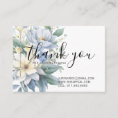 Dank u Rozenkrans Religieus Blauw Bloemen Visitekaartje (Voorkant)
