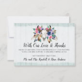 Dank u Rustieke Bloemen Koe Skull Boho fotokaart Bedankkaart (Achterkant)