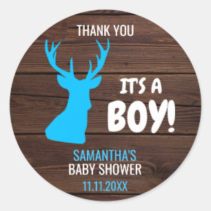 Dank u rustieke Buck Deer Boy Theme Baby shower Ronde Sticker