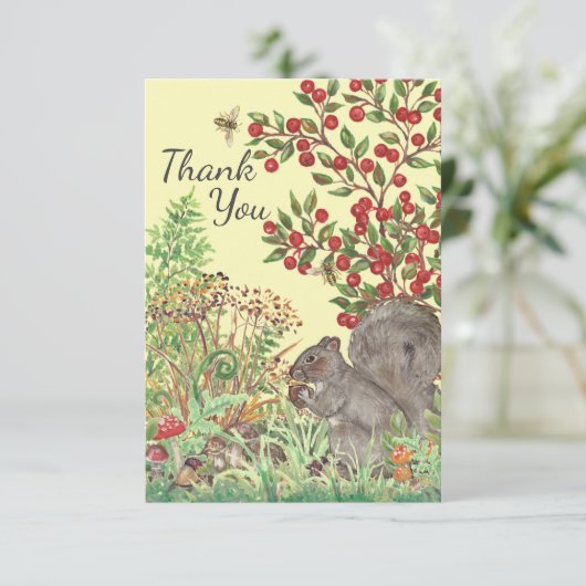 Dank u Rustieke Eekhoorn Natuur Bossen Geel Herfst Bedankkaart (Staand voorkant)