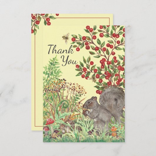 Dank u Rustieke Eekhoorn Natuur Bossen Geel Herfst Bedankkaart (Voorkant / Achterkant)
