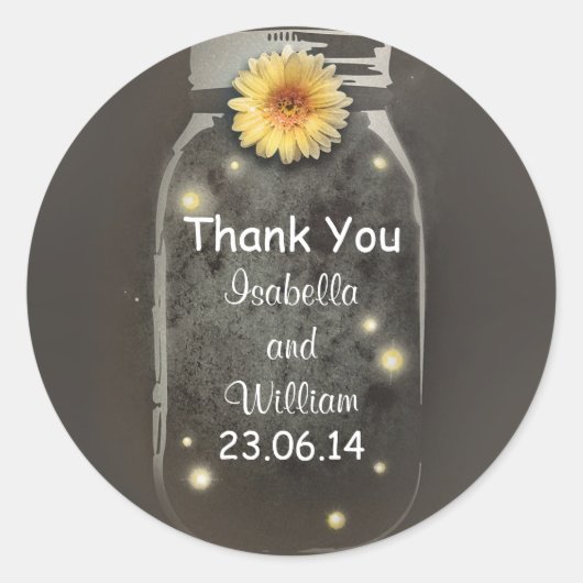 Dank u  rustieke grillige mason jar ronde sticker (Voorkant)