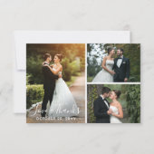 Dank u Rustieke Houten Huwelijksfoto Pic Collage Bedankkaart (Voorkant)