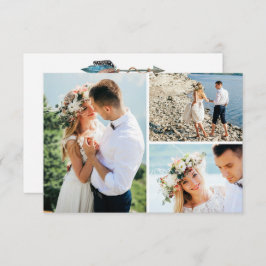 Dank u rustieke turquoise veer pijl foto bedankkaart