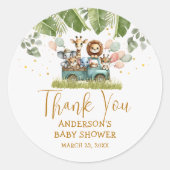 Dank u Safari Baby shower Ronde Sticker (Voorkant)