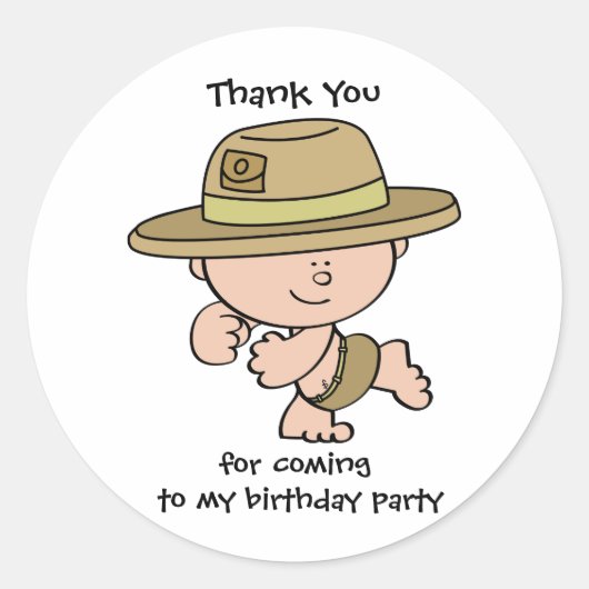 Dank u Safari Explorer GiftTag Sticker (Voorkant)