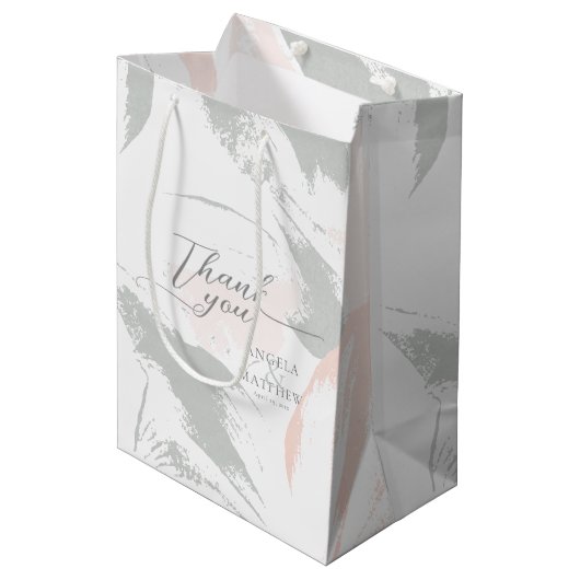 Dank u Sage Blush Waterverf Medium Cadeauzakje (Voorkant Gekanteld)