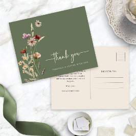 Dank u Sage Floral Briefkaart