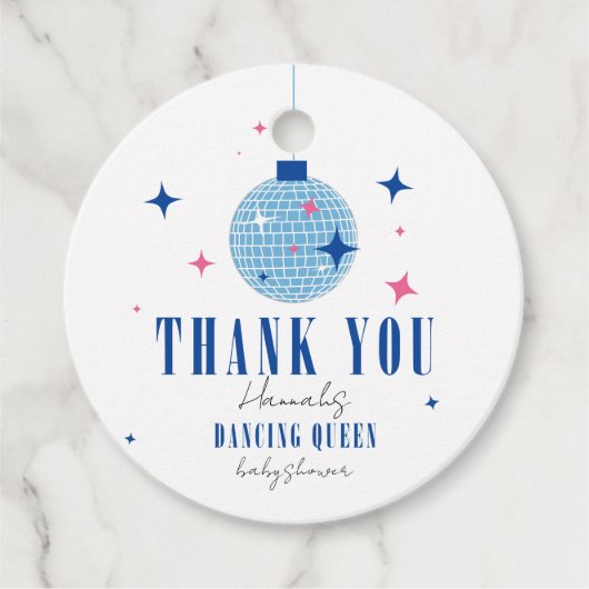 Dank u Santorini Musical disco baby shower Bedankjes Labels (Voorkant)