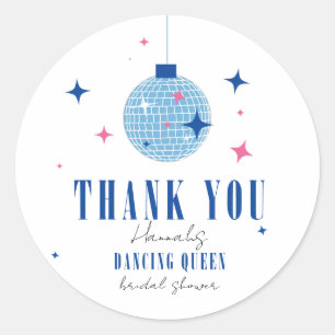 Dank u Santorini Musical disco vrijgezellenfeest Ronde Sticker