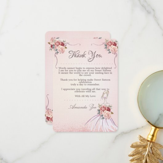  Dank u /Save de datum Verjaardag briefkaart (Voorkant / Achterkant in situ)