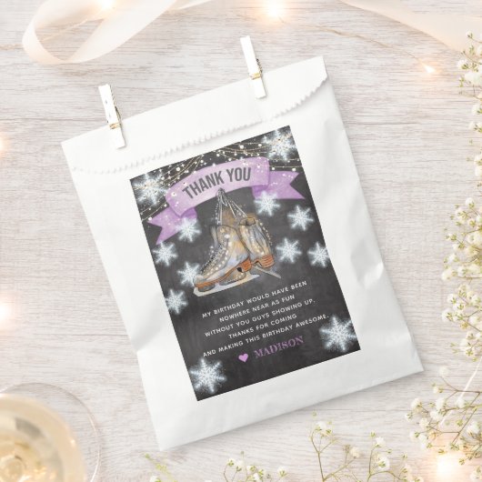 Dank u schaatsen meisje verjaardag bedankzakje (Geknipt)