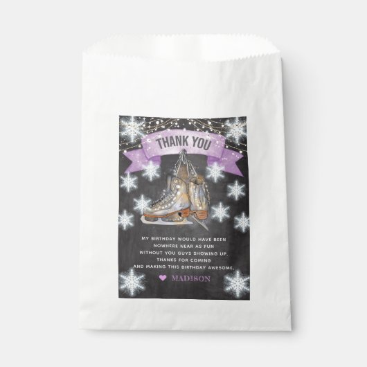 Dank u schaatsen meisje verjaardag bedankzakje (Voorkant)