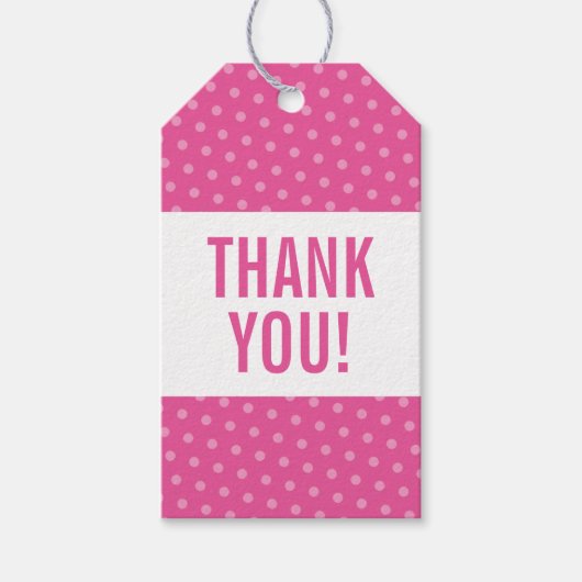 DANK U schattig polka dot patroon roze Gift Labels Cadeaulabel (Voorkant)