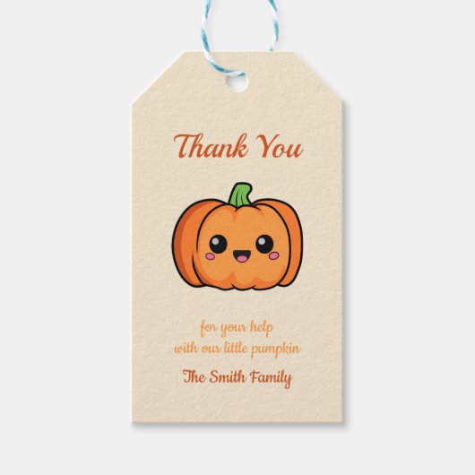 Dank u schattig pompoen cadeau Label Cadeaulabel (Voorkant)