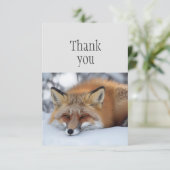 Dank u schattig slapen rode vos dier bedankkaart (Staand voorkant)