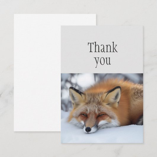 Dank u schattig slapen rode vos dier bedankkaart (Voorkant / Achterkant)