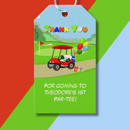 Dank u Schattige 1e verjaardag rode golfkar Boy's Cadeaulabel