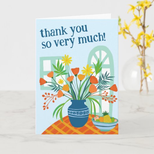 DANK U Schattige Bloemenboeket Custom Kleurrijk Kaart (Gele Bloem)