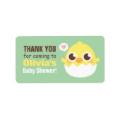 Dank u Schattige Hatching Chick Baby shower Labels (Voorkant)
