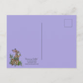 Dank u Schattige konijn Blauw Vrouwelijke Bloemen Briefkaart (Achterkant)