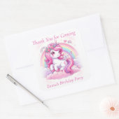 Dank u Schattige  Roze Eenhoorn Vierkante Sticker (Envelop)