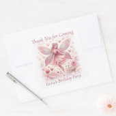 Dank u Schattige Roze Fairy Vierkante Sticker (Envelop)