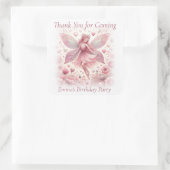 Dank u Schattige Roze Fairy Vierkante Sticker (Tas)