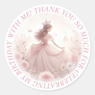 Dank u Schattige  roze prinses Ronde Sticker