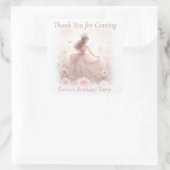 Dank u Schattige  roze prinses Vierkante Sticker (Tas)