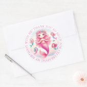 Dank u Schattige  Roze Zeemeermin Ronde Sticker (Envelop)