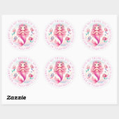 Dank u Schattige  Roze Zeemeermin Ronde Sticker (Vel)