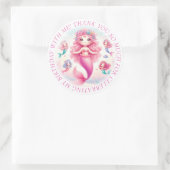 Dank u Schattige  Roze Zeemeermin Ronde Sticker (Tas)