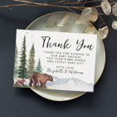 Dank u Schattige Woodland Beer Baby shower Bedankkaart