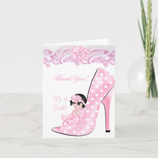 Dank u Schattigee Baby in Hoge Hak Schoenendouche  Bedankkaart (Voorkant)