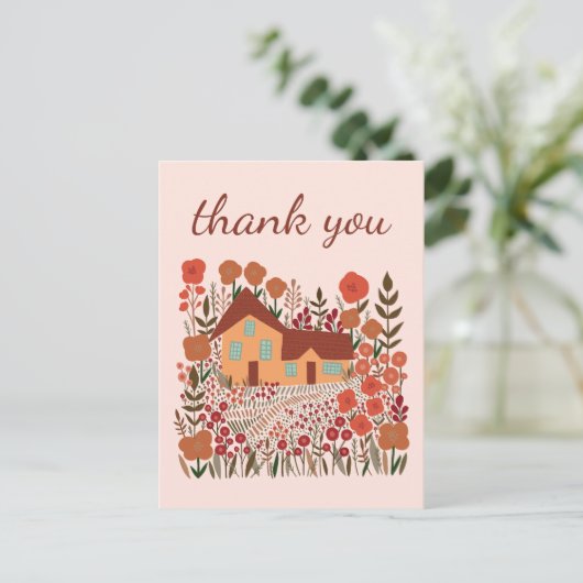 Dank u Schattigee boerderij bloemen herfst Briefkaart (Staand voorkant)