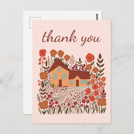 Dank u Schattigee boerderij bloemen herfst Briefkaart (Voorkant / Achterkant)